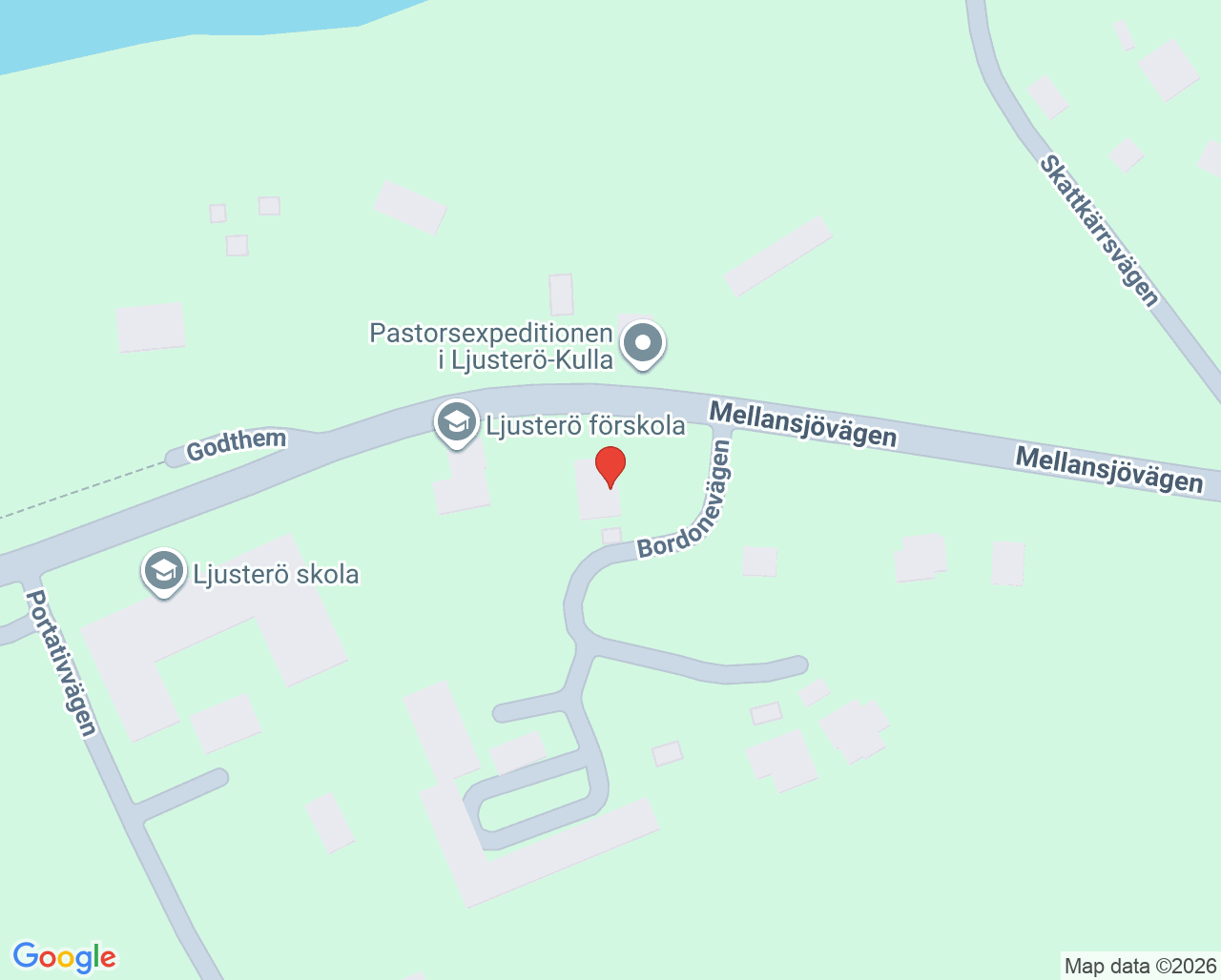 Karta till Ljusterö Läkarmottagning, Husläkarna i Österåker