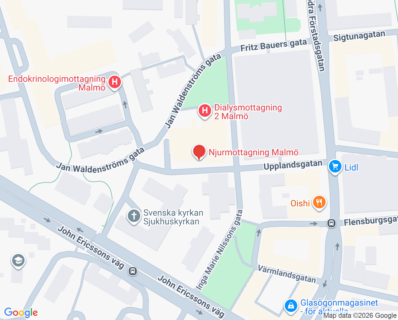 Karta till Njurmottagning Malmö