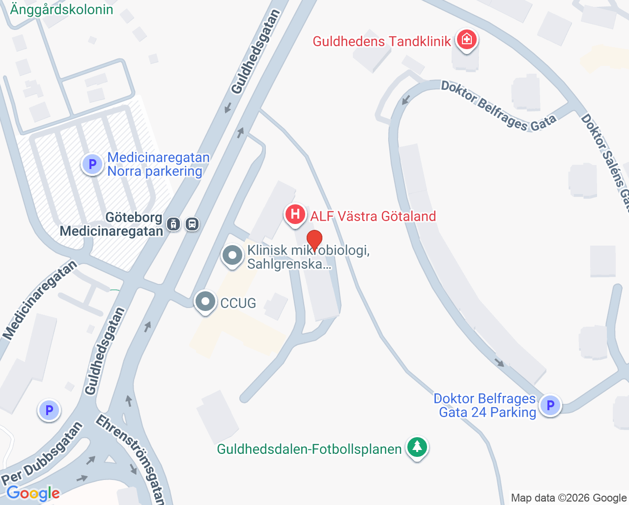 Karta till Biobank Väst, Göteborg