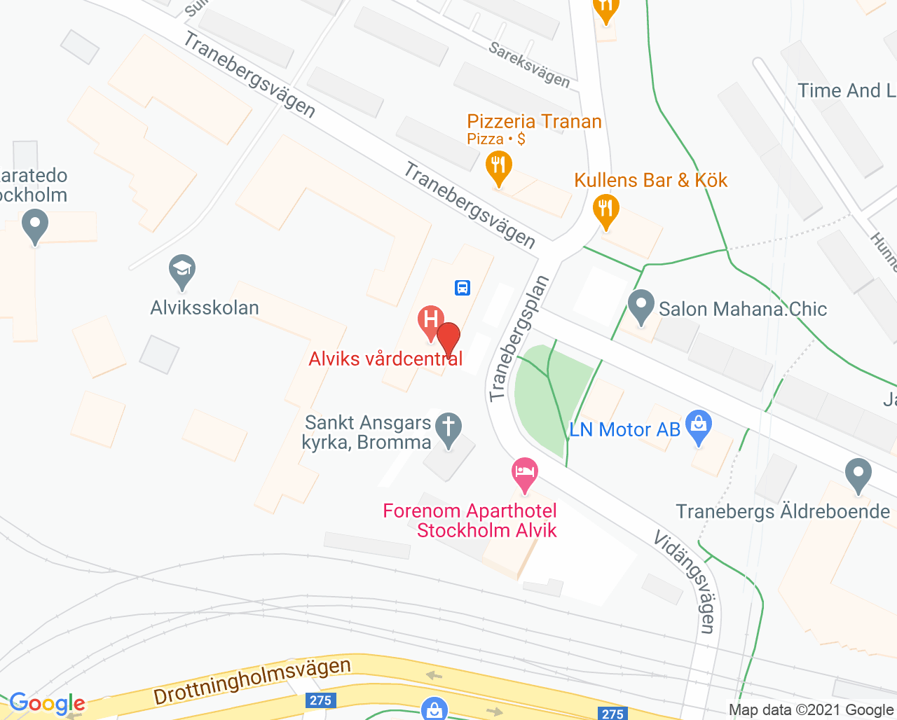 Karta till Alviks vårdcentral