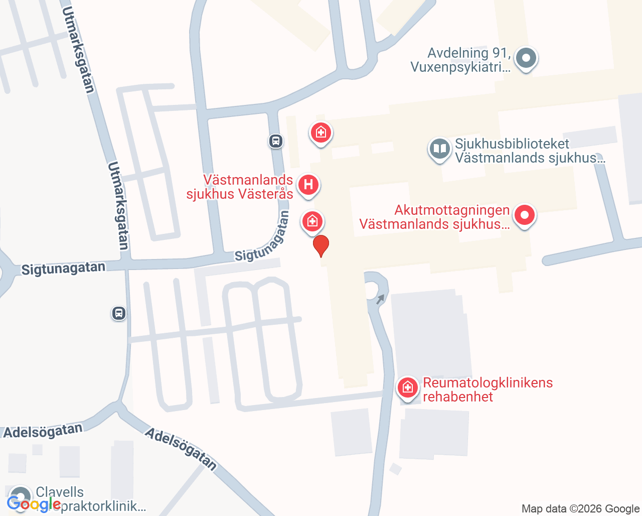 Karta till Urologmottagningen Västerås