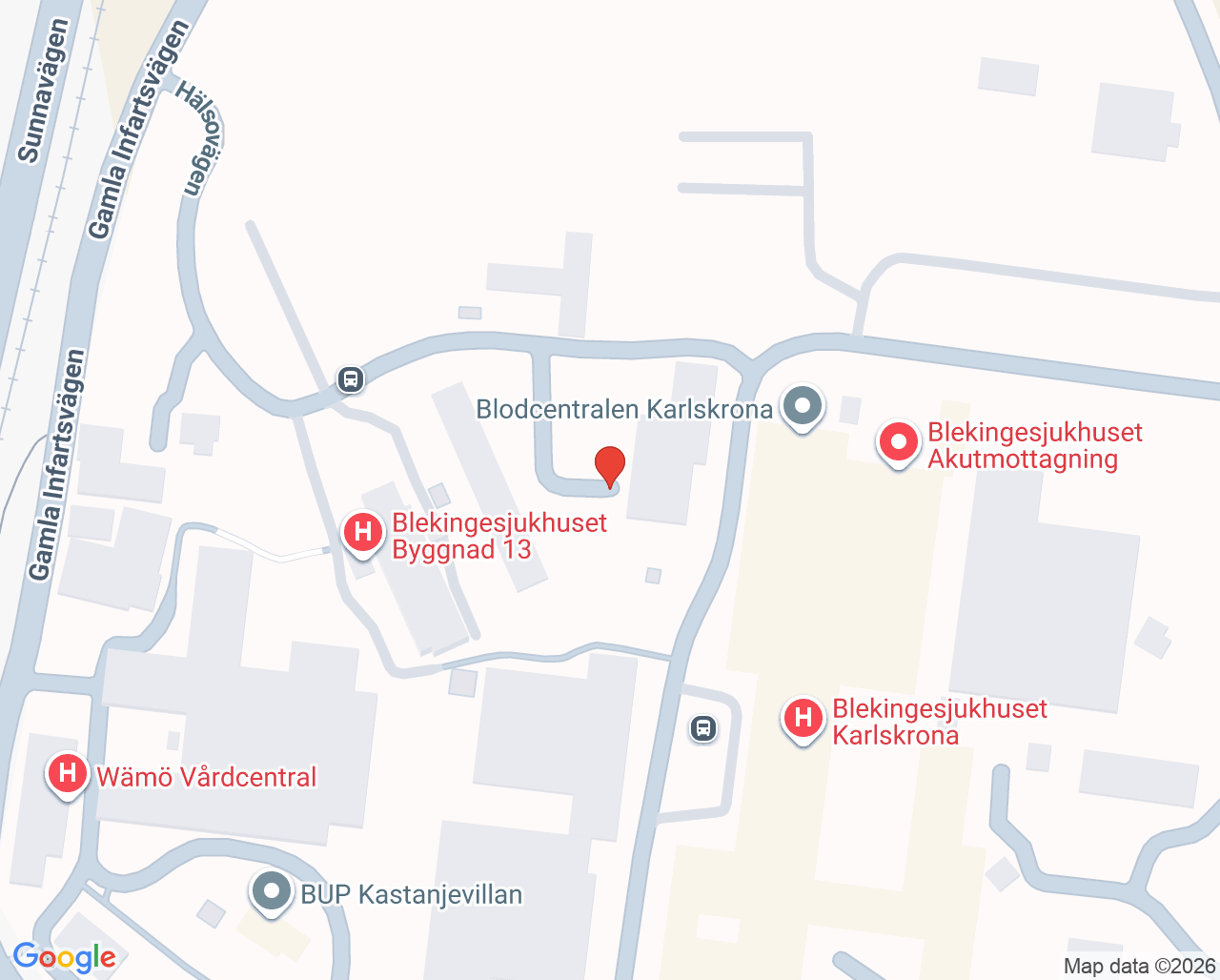 Karta till Psykiatrisk akutmottagning, Karlskrona
