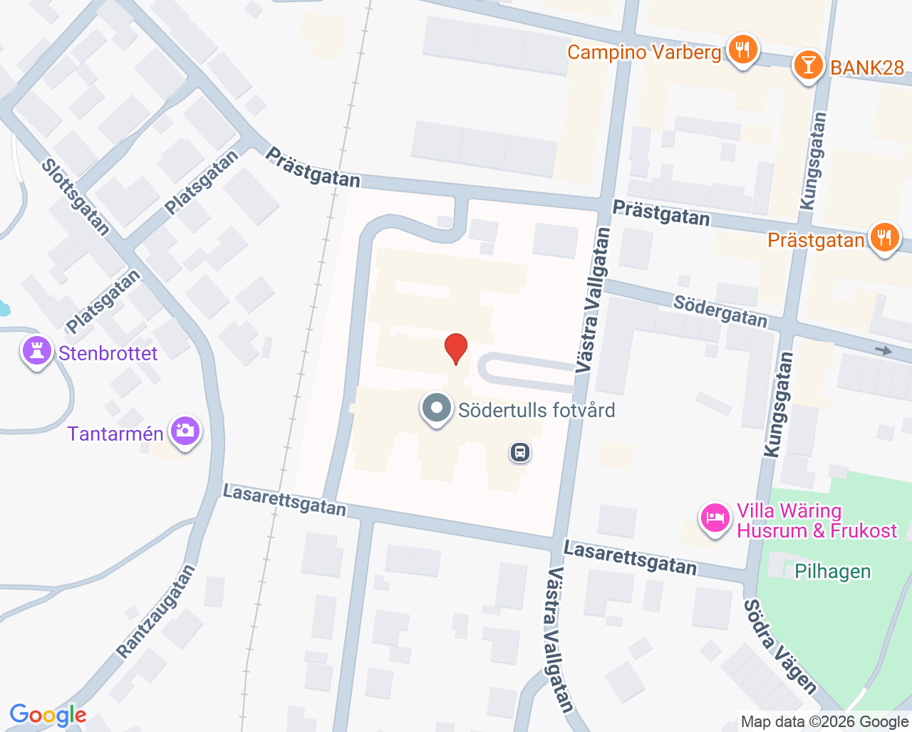 Karta till Fysioterapin Västra Vall, Varberg