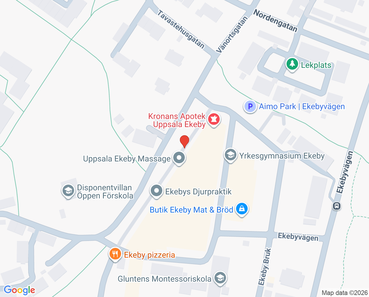 Karta till Ekeby Tandläkarmottagning, Uppsala