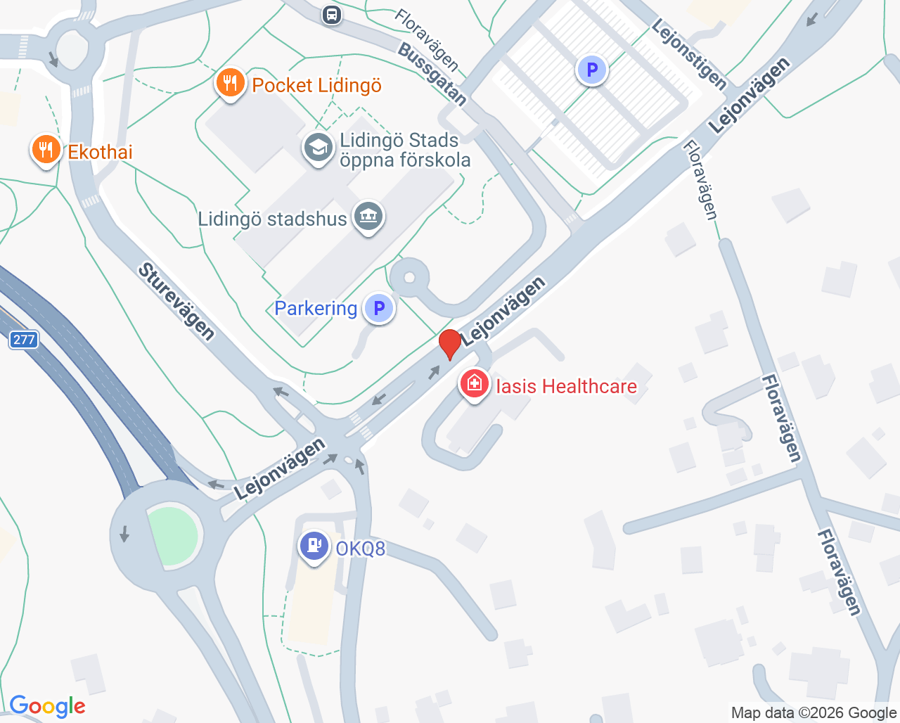 Karta till Vital Lidingö Stadshuset