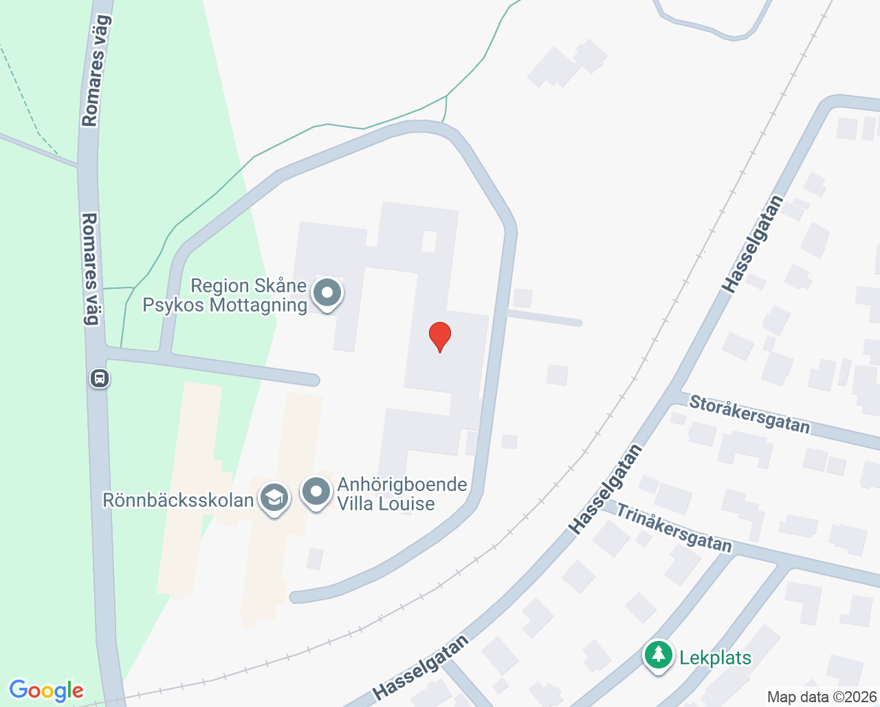 Karta till Rättspsykiatriavdelning 26 Helsingborg