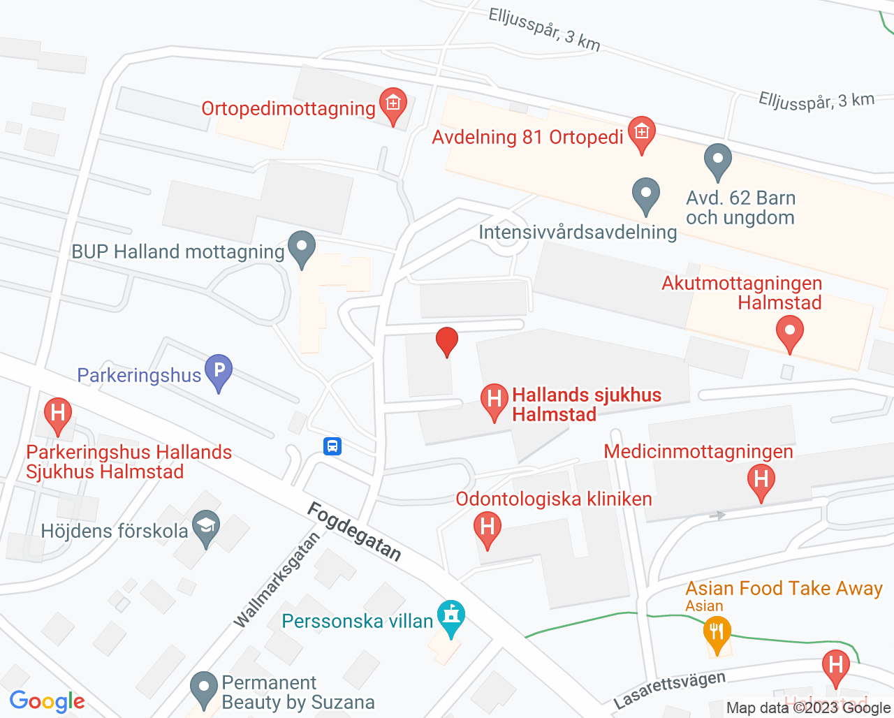 Karta till Röntgenmottagningen Halmstad