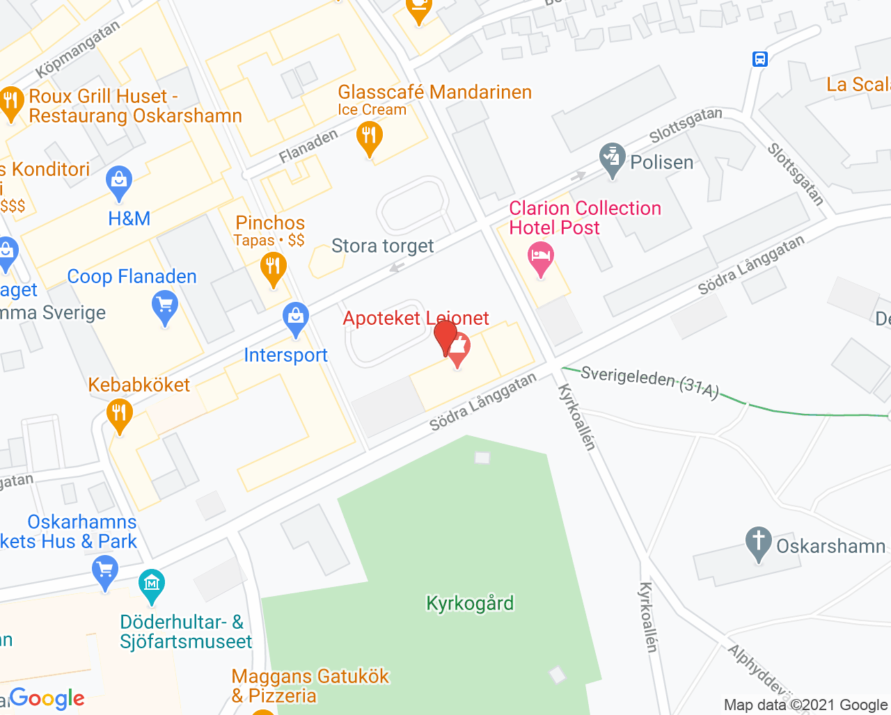 Karta till Kry Vårdcentral Oskarshamn