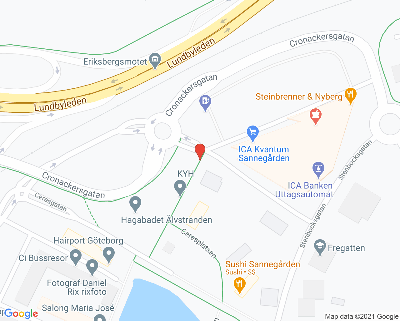 Karta till Närhälsan Sannegården barnavårdscentral, Göteborg