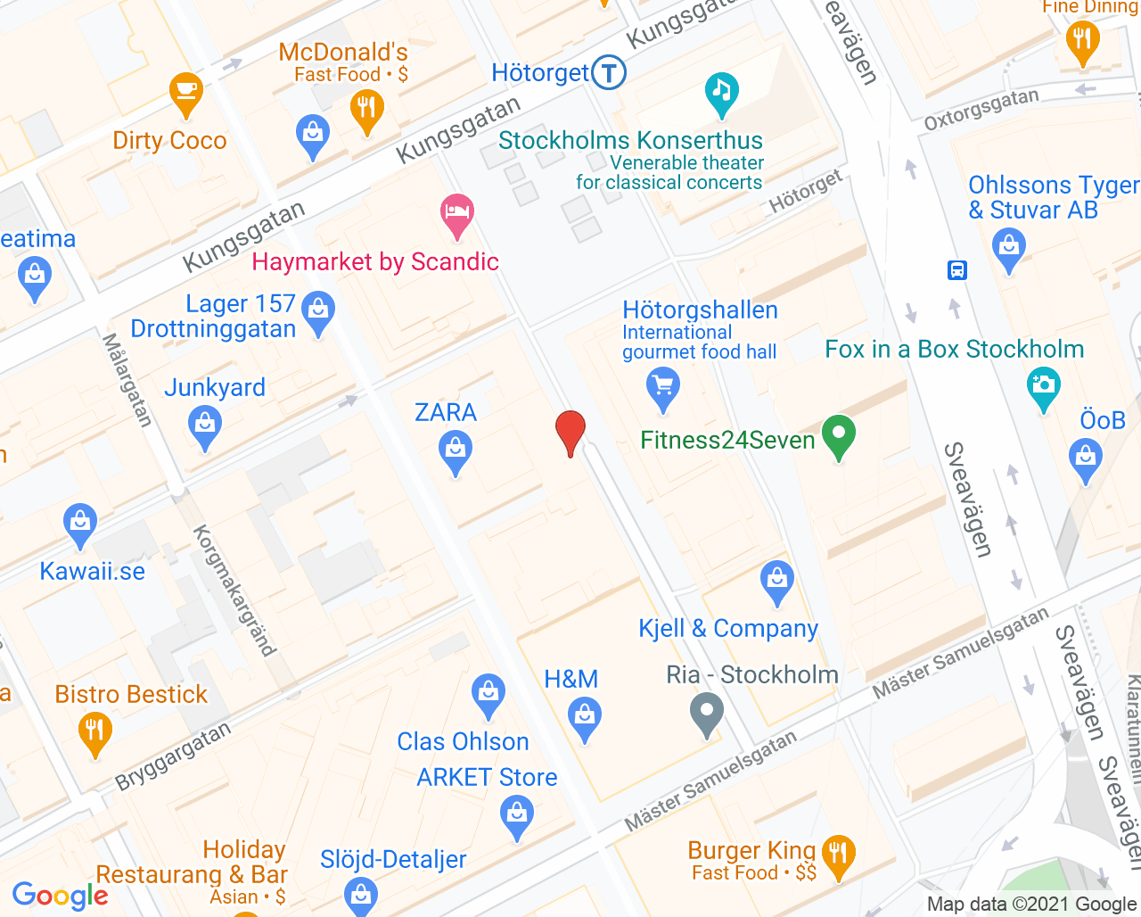 Karta till VaccinDirekt Stockholm City, Hötorget