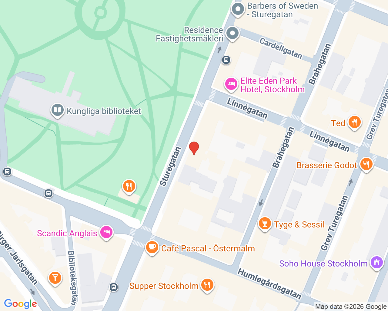 Karta till Humlegårdstandläkarna - Tandläkare Anna Wraxe