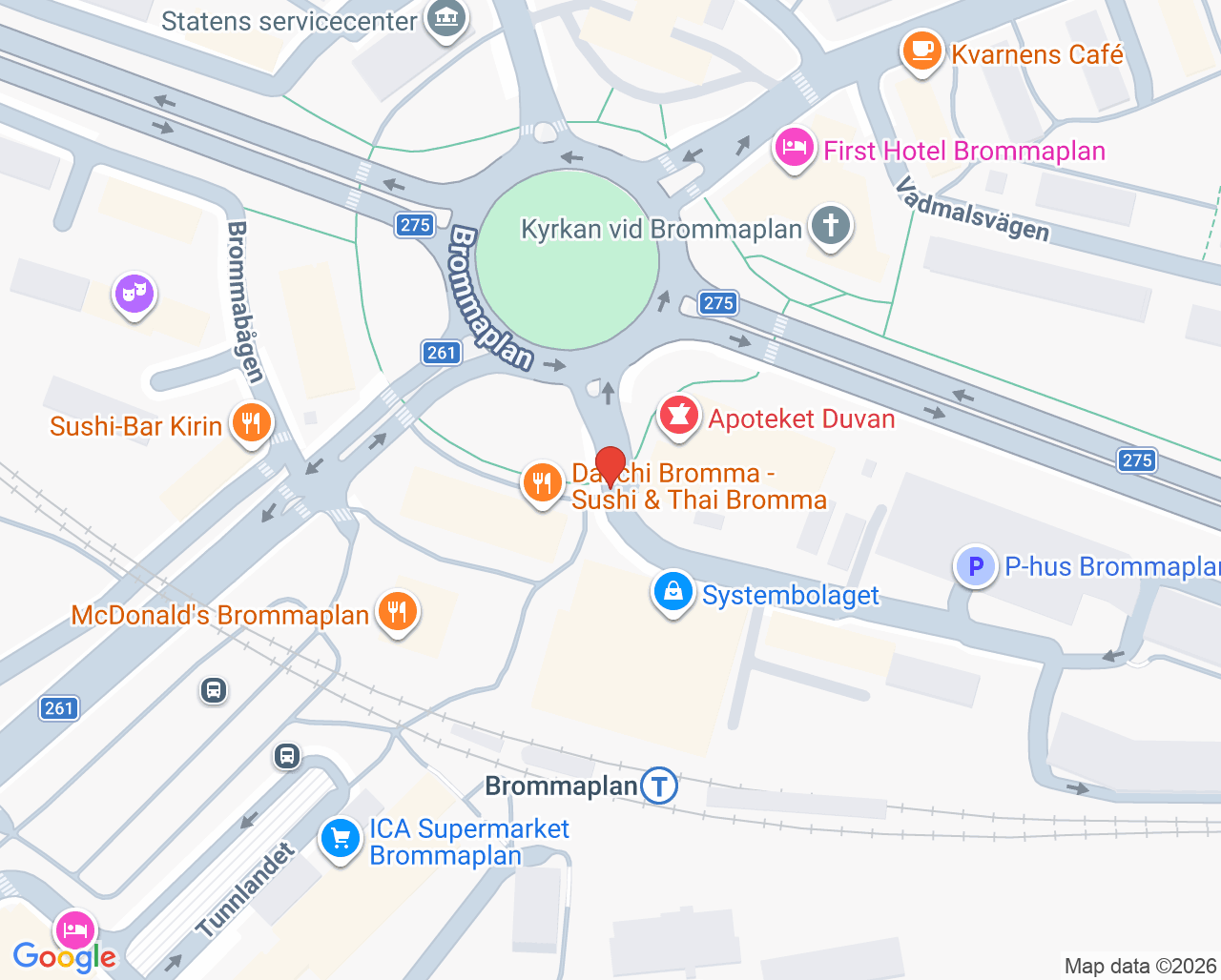Karta till Bromma husläkarmottagning