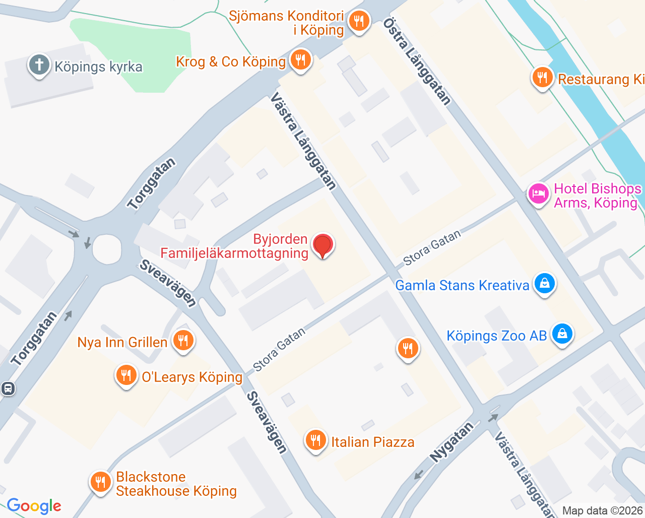 Karta till Byjorden City Familjeläkarmottagning, Köping