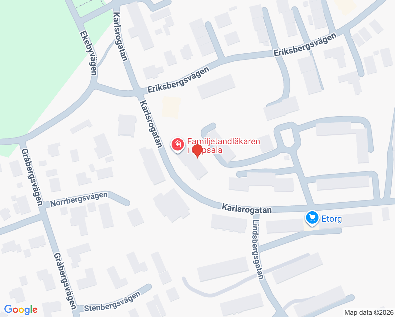 Karta till Familjetandläkaren i Uppsala