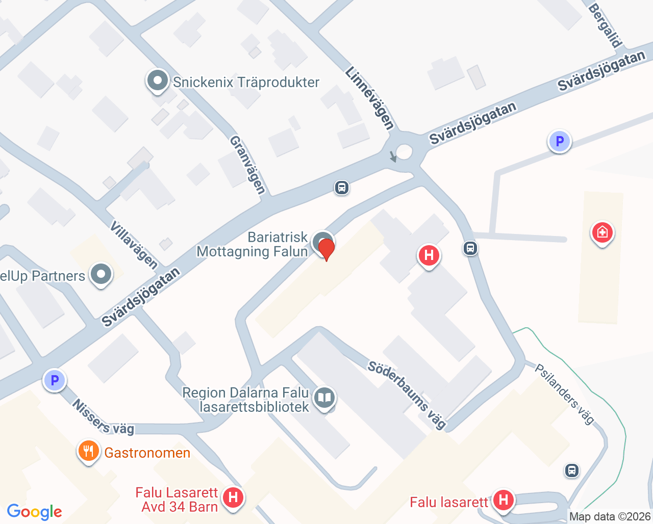 Karta till Bariatrisk mottagning Falun