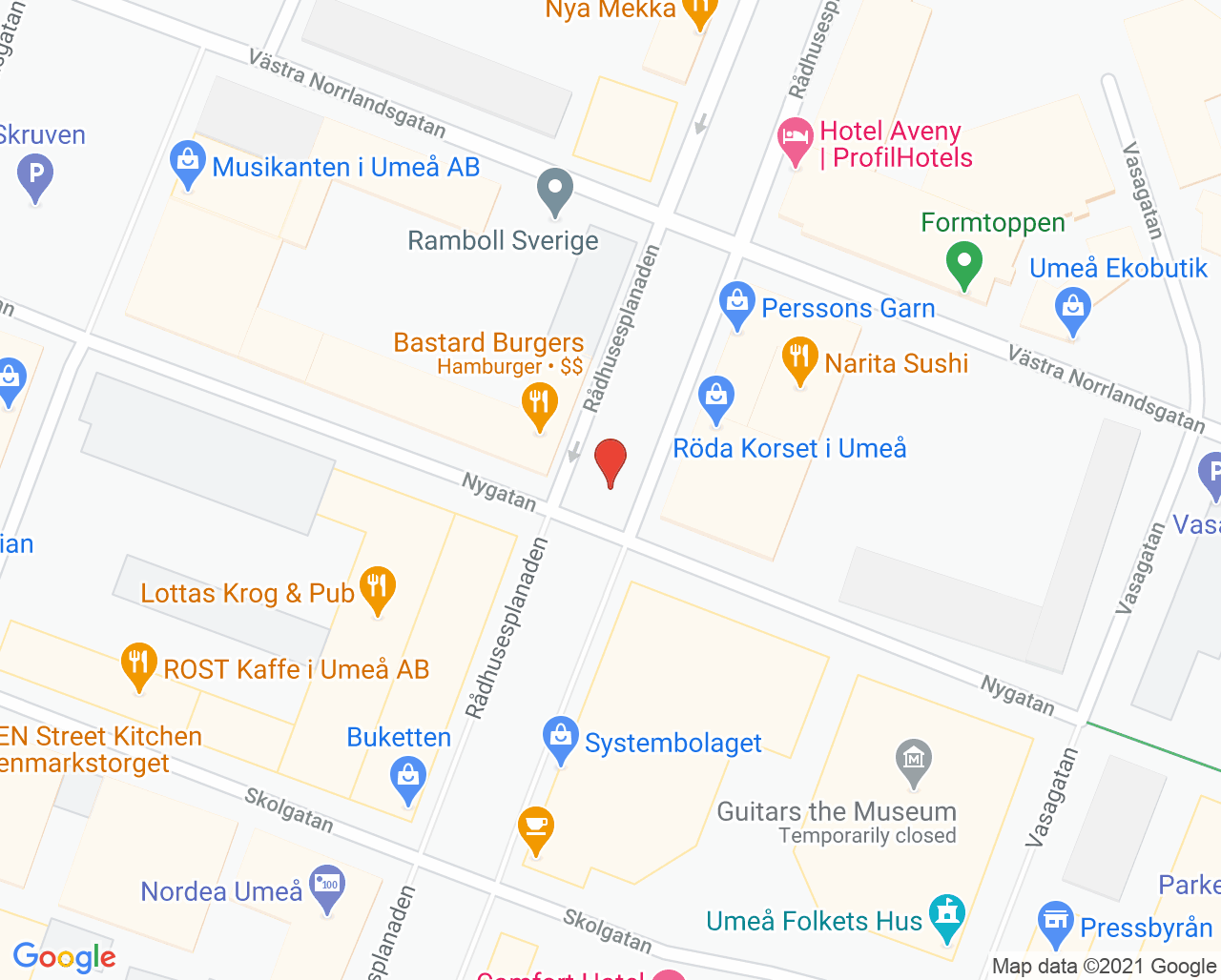 Karta till Oris Dental Rådhuset, Umeå