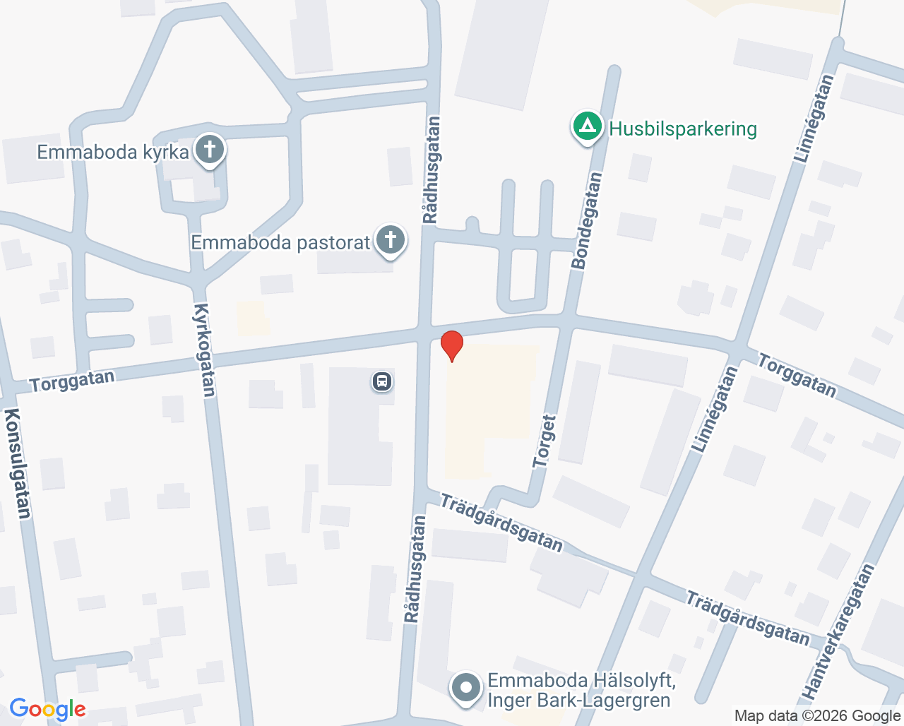 Karta till Barnhälsovårdsmottagningen familjecentralen Emmaboda