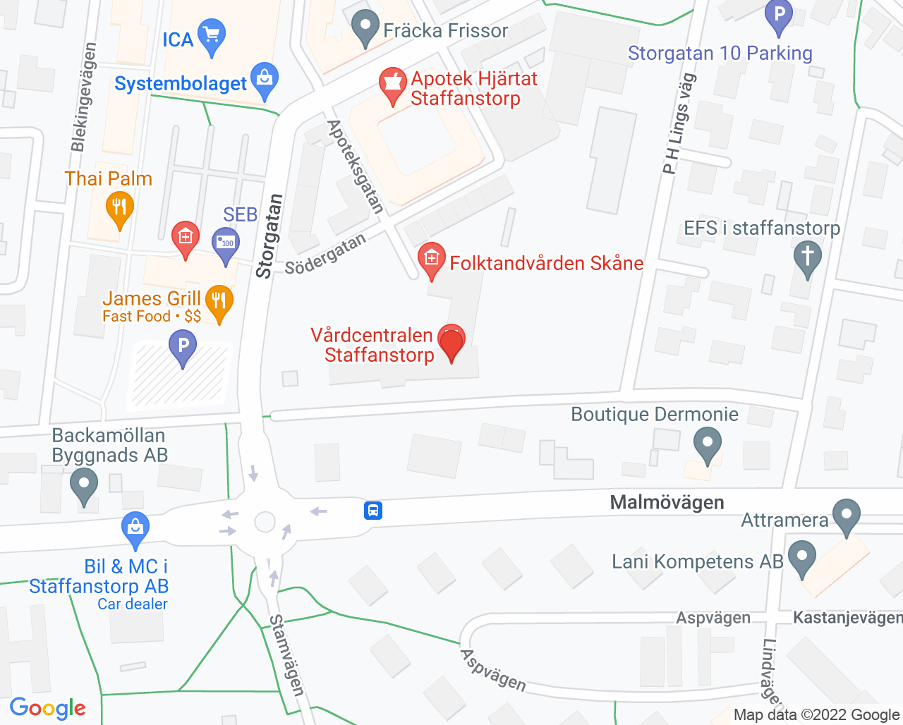 Karta till Vårdcentralen Staffanstorp