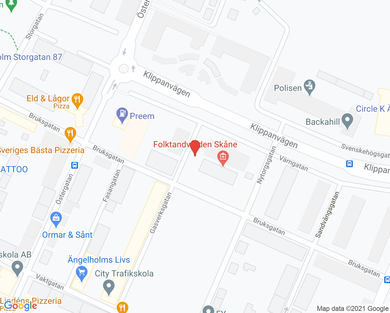 Karta till Ängelholm, Folktandvården Skåne AB