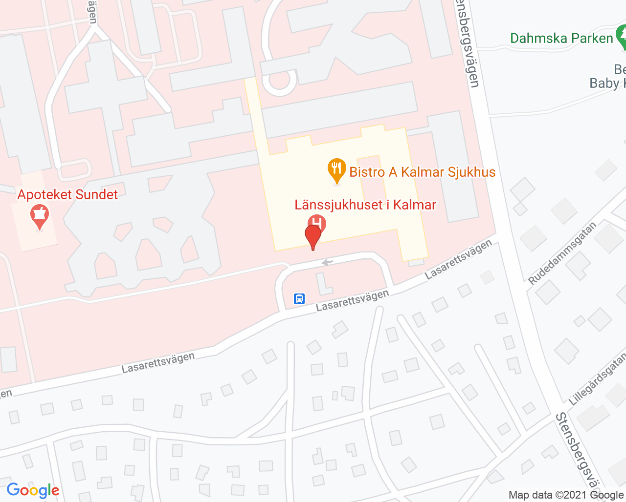 Karta till Länssjukhuset i Kalmar