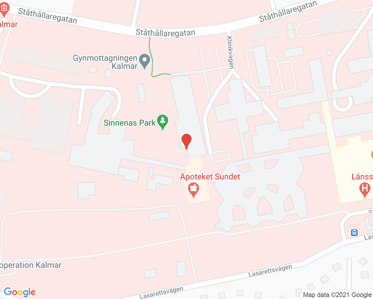 Karta till Neurologiska rehabiliteringsmottagningen Kalmar