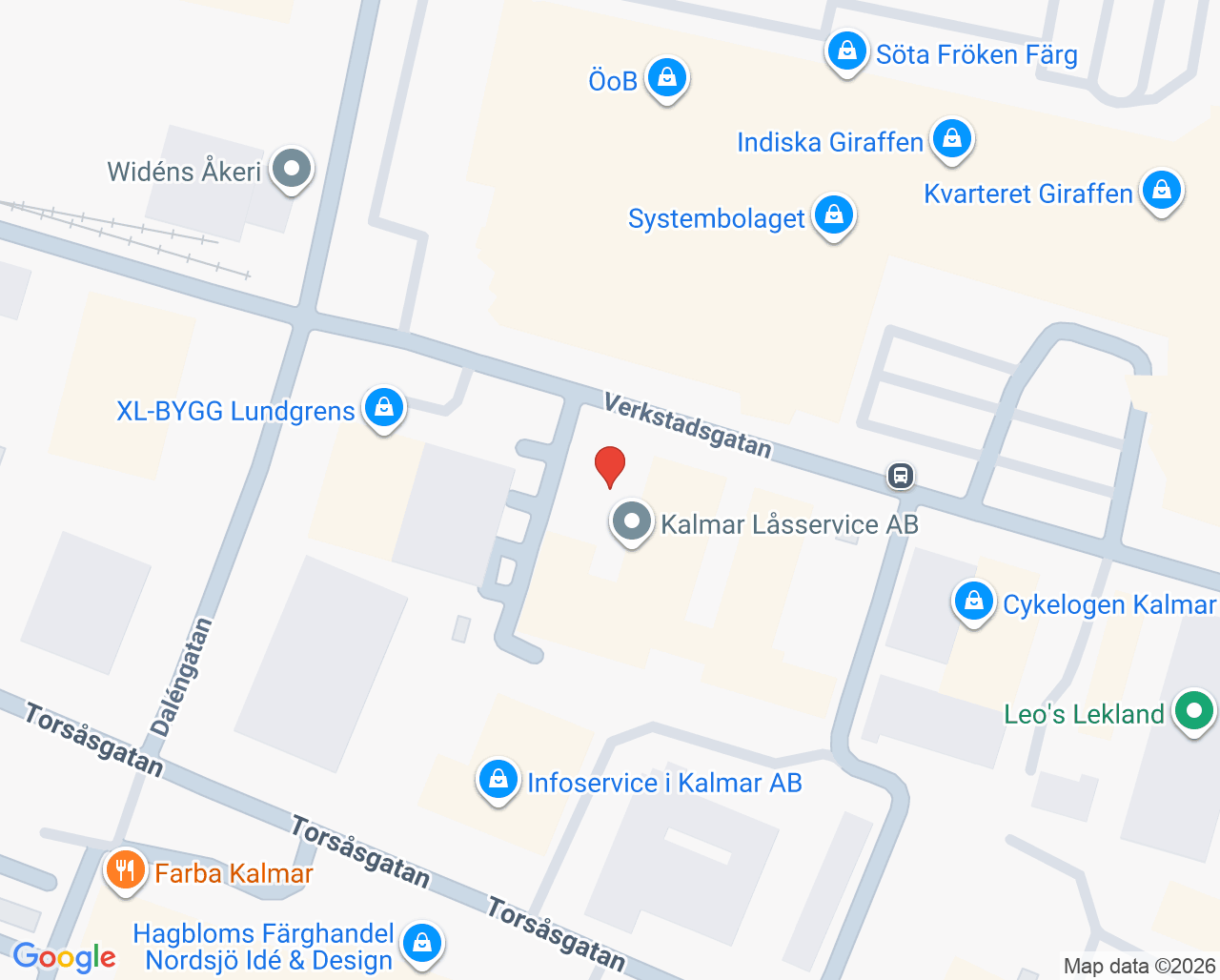 Karta till Barnhälsovårdsmottagningen familjecentralen Kalmar