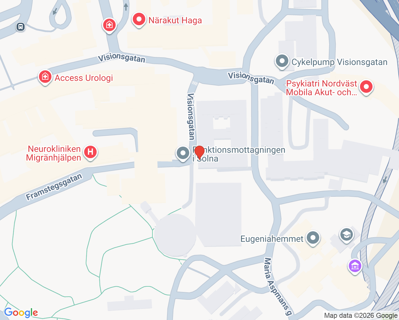 Karta till Mottagning Punktion Solna, Karolinska Universitetssjukhuset