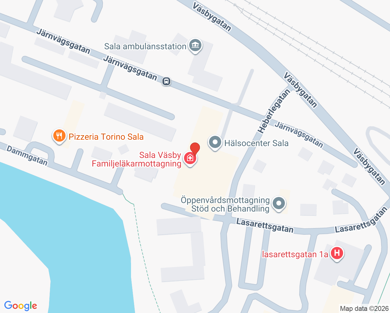 Karta till Öron-Näs-Halsmottagning Sala