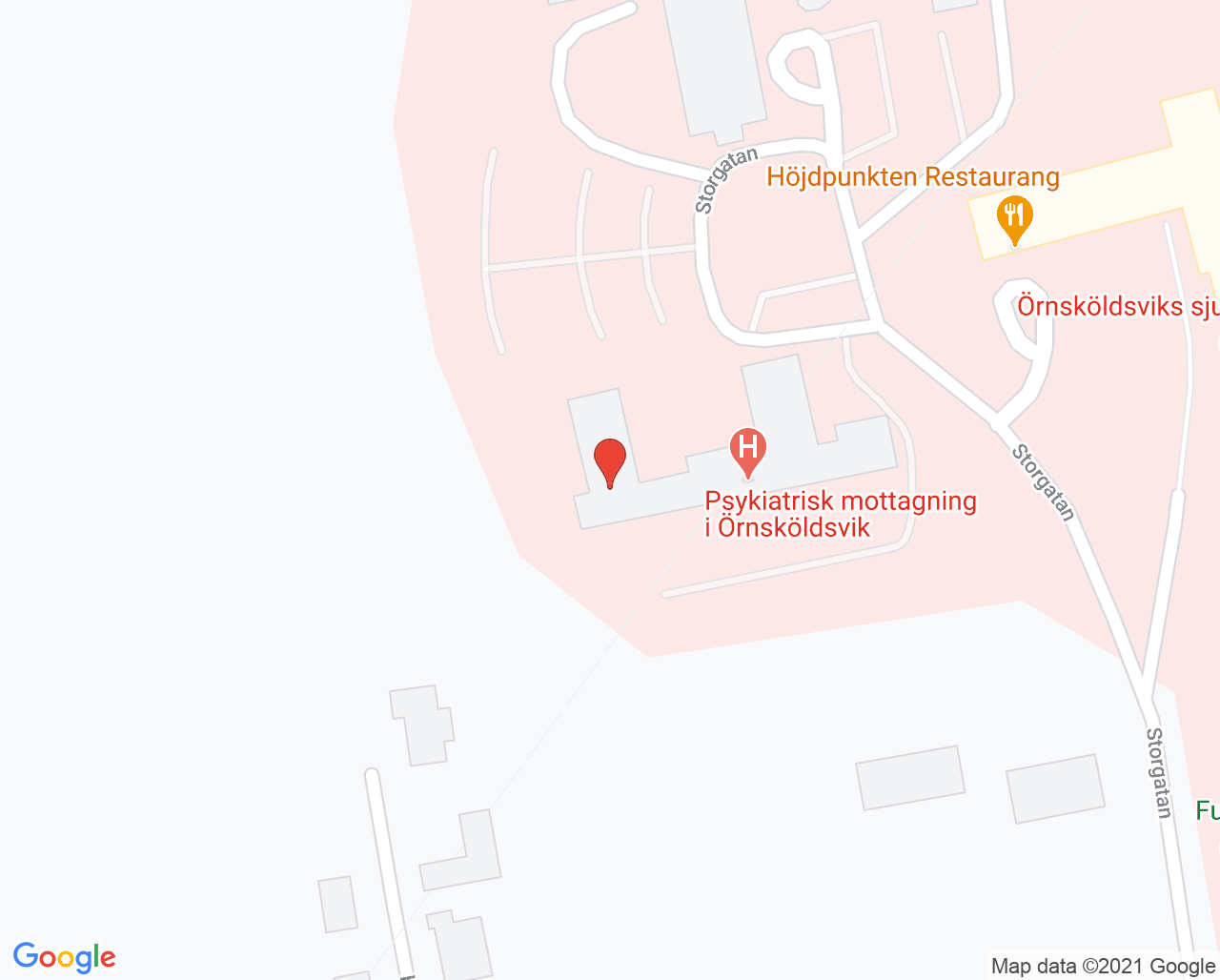 Karta till Specialistpsykiatriskt Omvårdnadsteam SPOT Örnsköldsvik