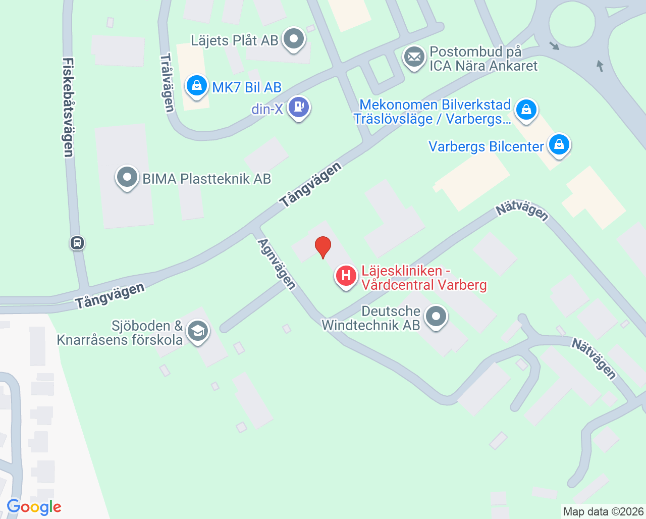 Karta till Läjeskliniken, Träslövsläge