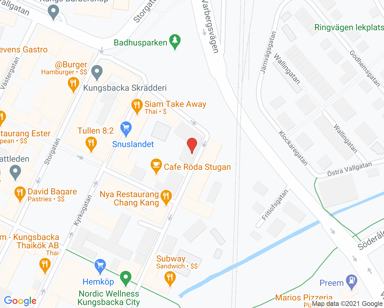 Karta till Östergatans tandvård, Kungsbacka