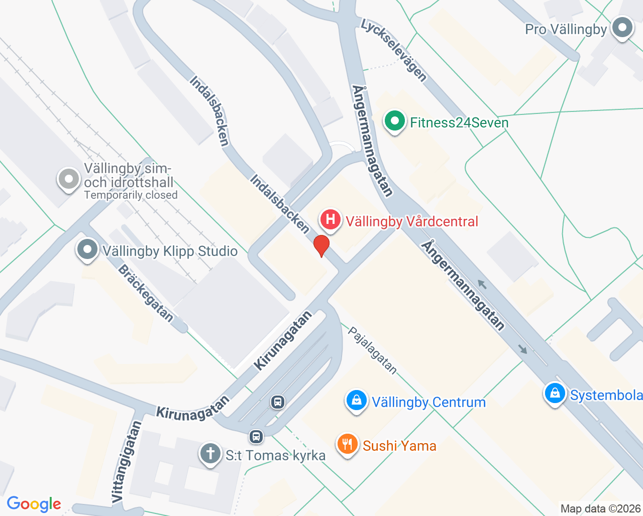 Karta till Västervårdens vårdcentral