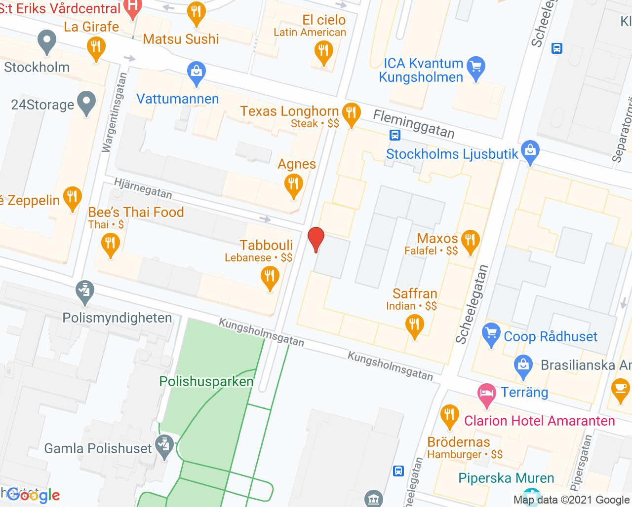Karta till Norra Agnegatans kiropraktorklinik