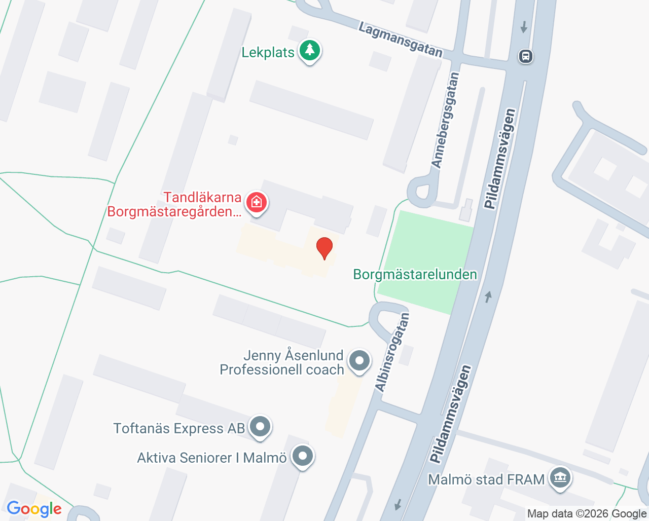 Karta till Vårdcentralen Borgmästaregården