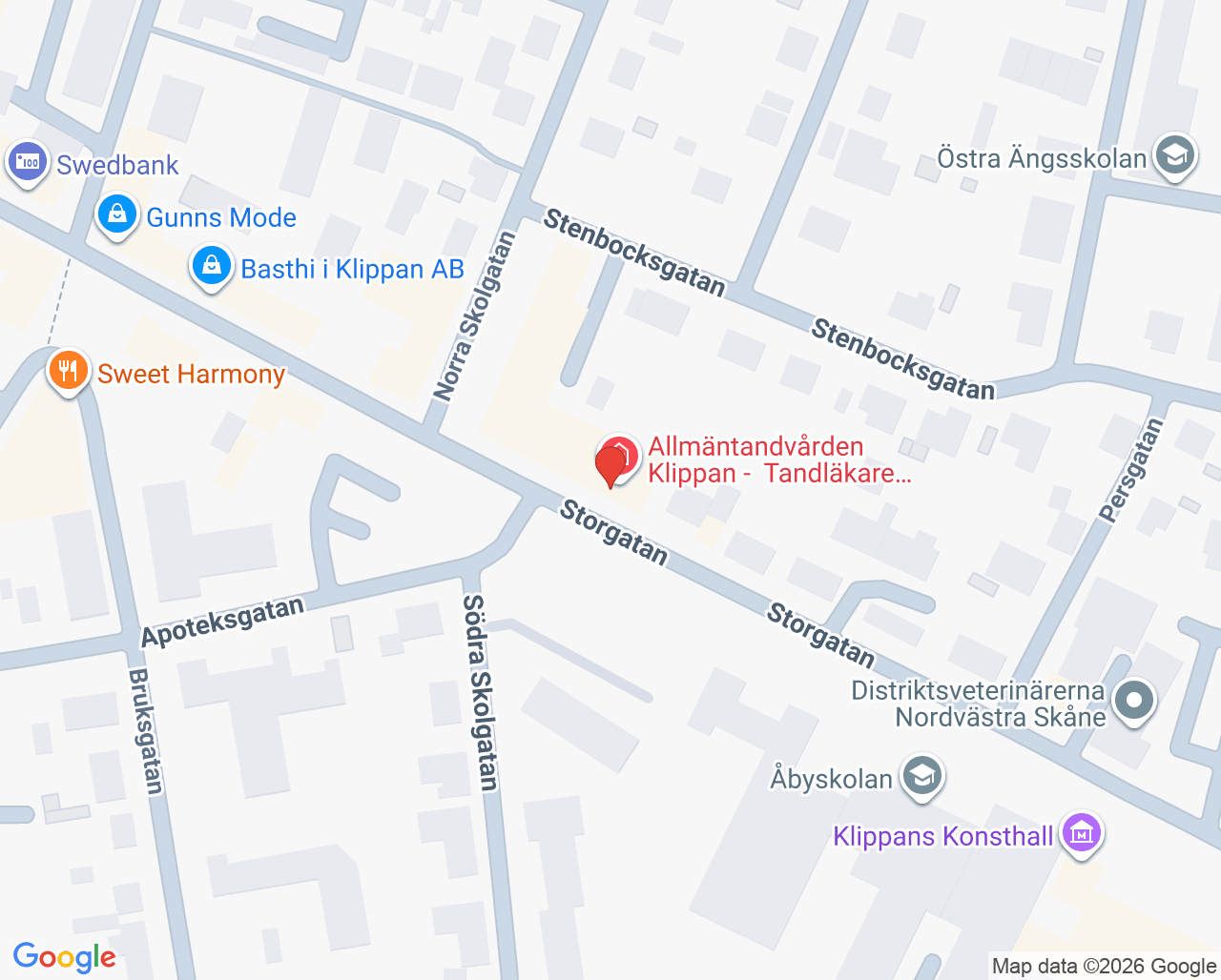 Karta till Allmäntandvården Klippan