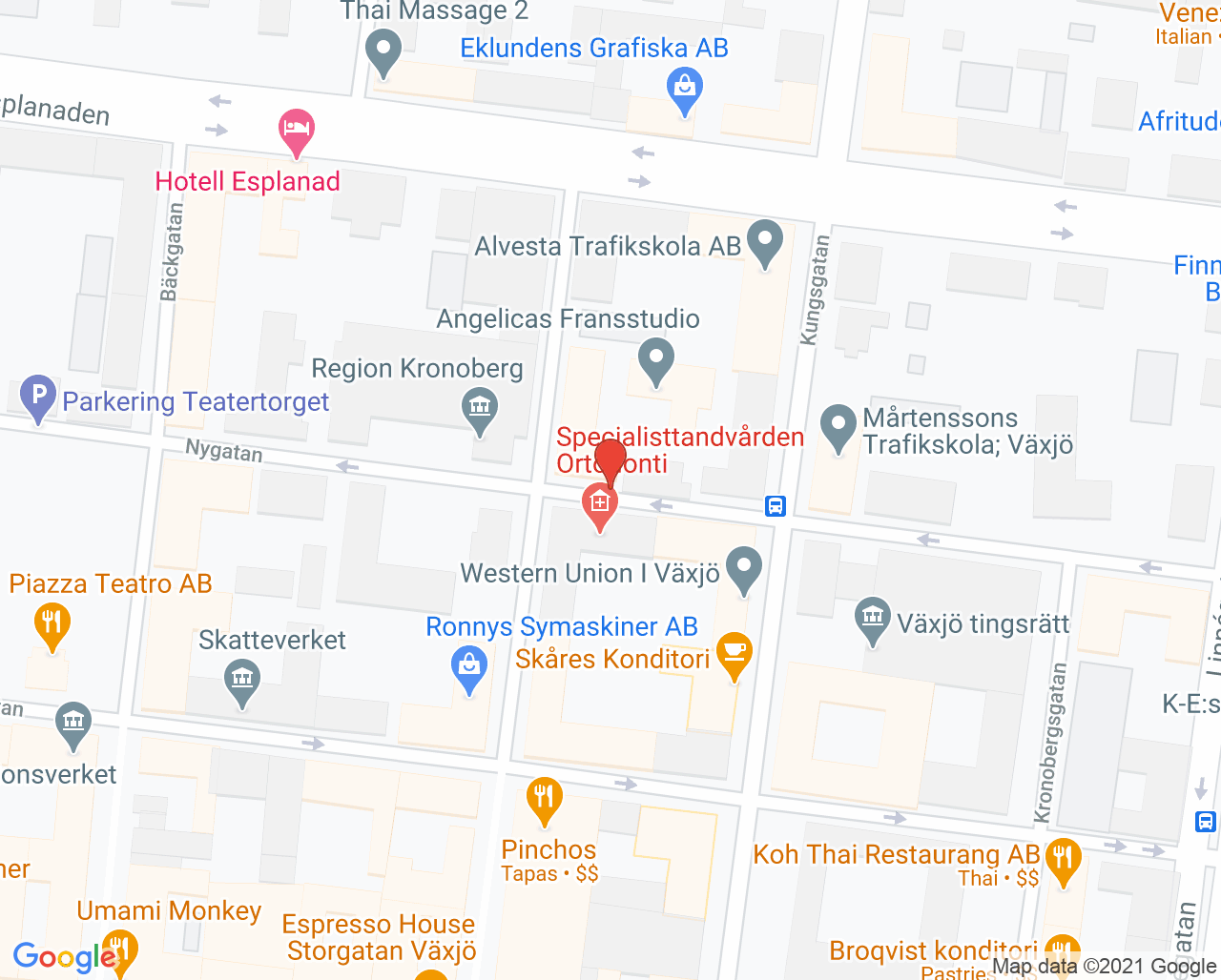 Karta till Integrerad missbruks och beroendemottagning Linnégatan, Växjö