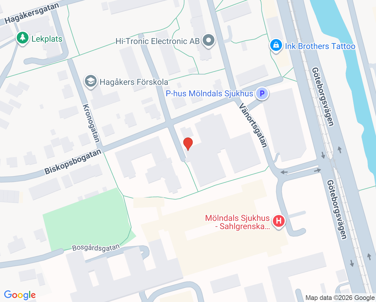 Karta till Folktandvården SU/Mölndals sjukhus