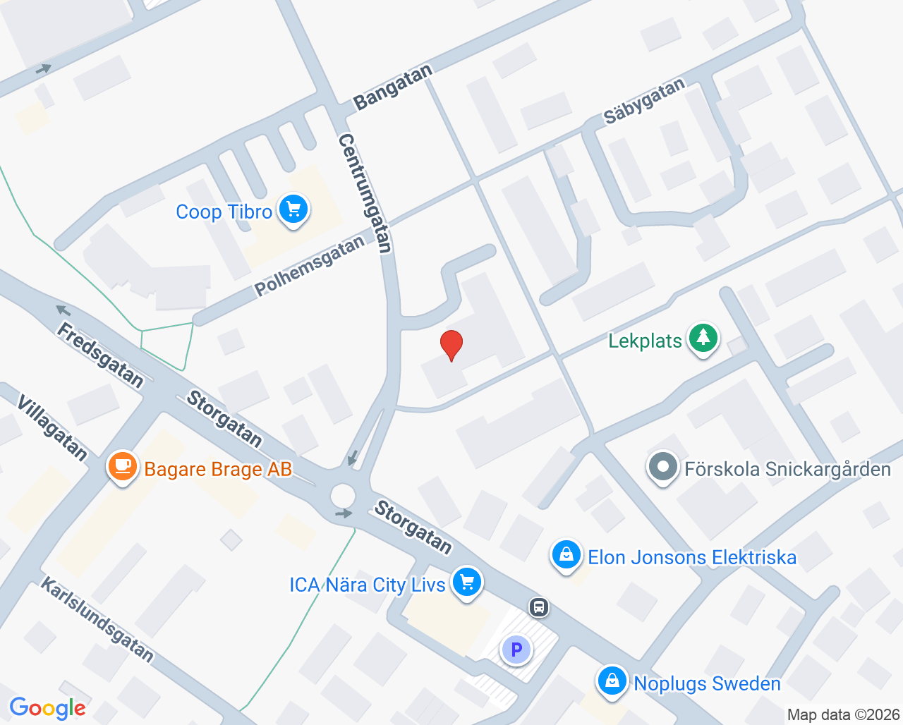 Karta till Hälsocentralen i Tibro, Tibro