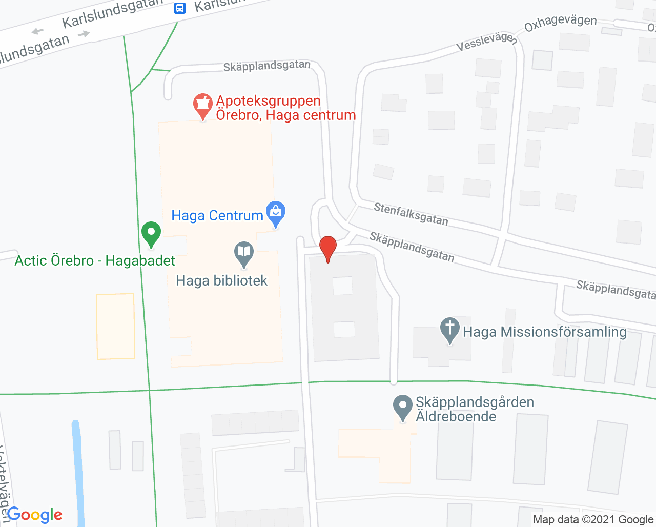Karta till Capio vårdcentral Haga, Örebro