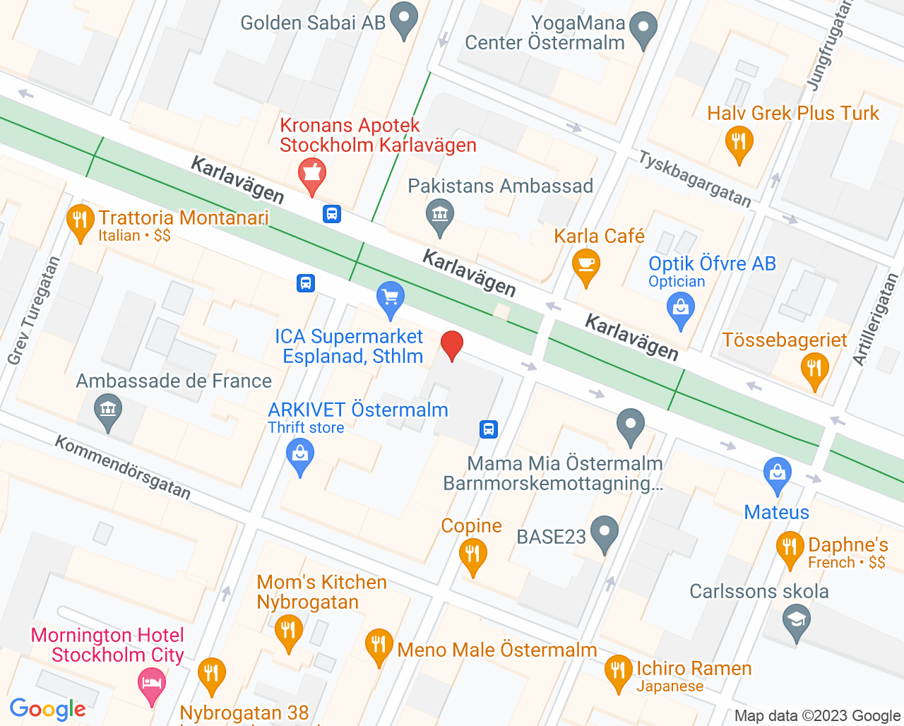 Karta till Sibyllekliniken - Dusica Petkovic, Östermalm