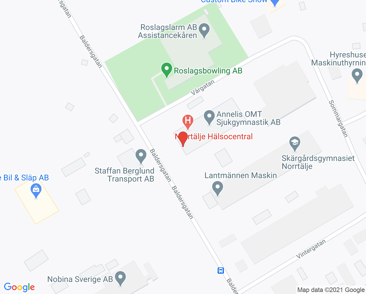 Karta till Annelis OMT Sjukgymnastik AB - Anneli Naumanen, Norrtälje Stad