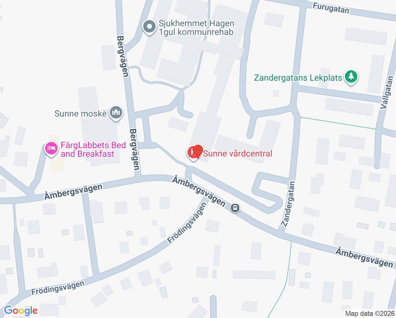 Karta till Barnavårdscentralen vårdcentralen Sunne