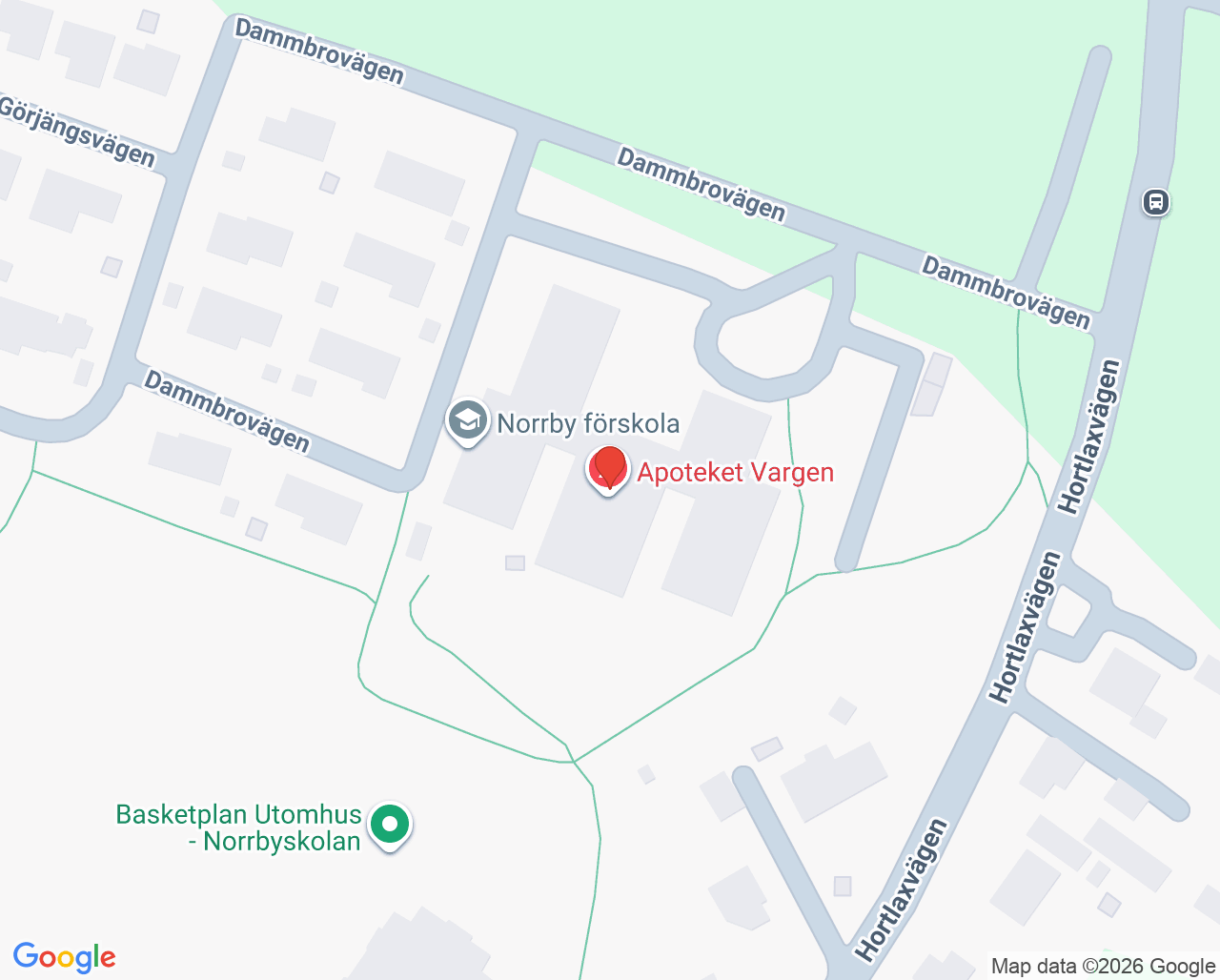 Karta till Hortlax hälsocentral
