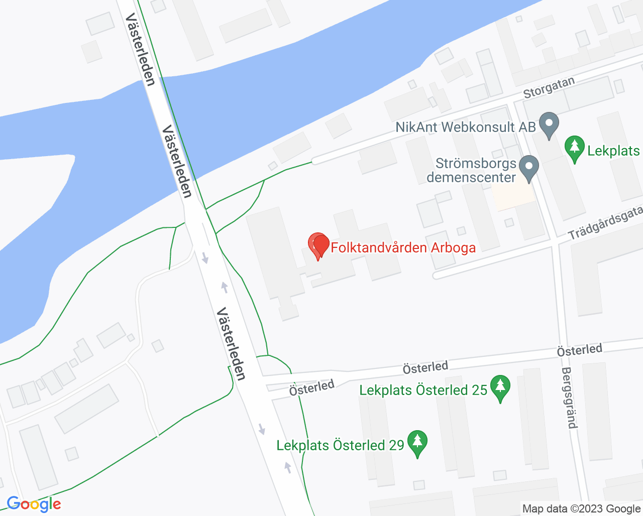 Karta till Grindberga Familjeläkarmottagning, Arboga