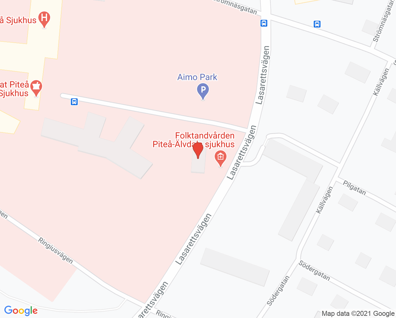 Karta till Akutmottagning och IVAK Piteå sjukhus