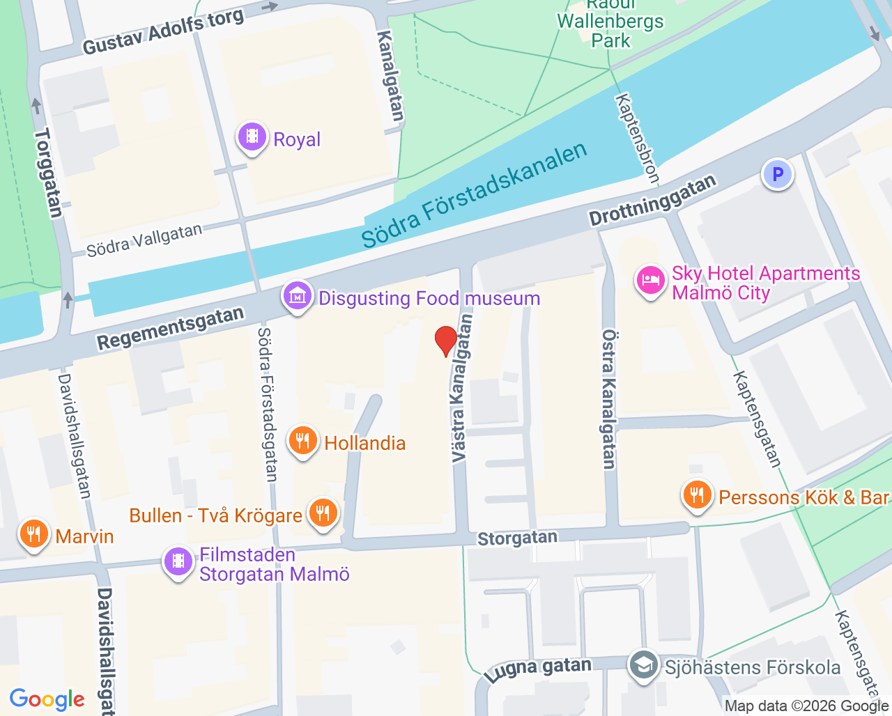 Karta till Sexualterapeutiska mottagningen Skåne, Malmö