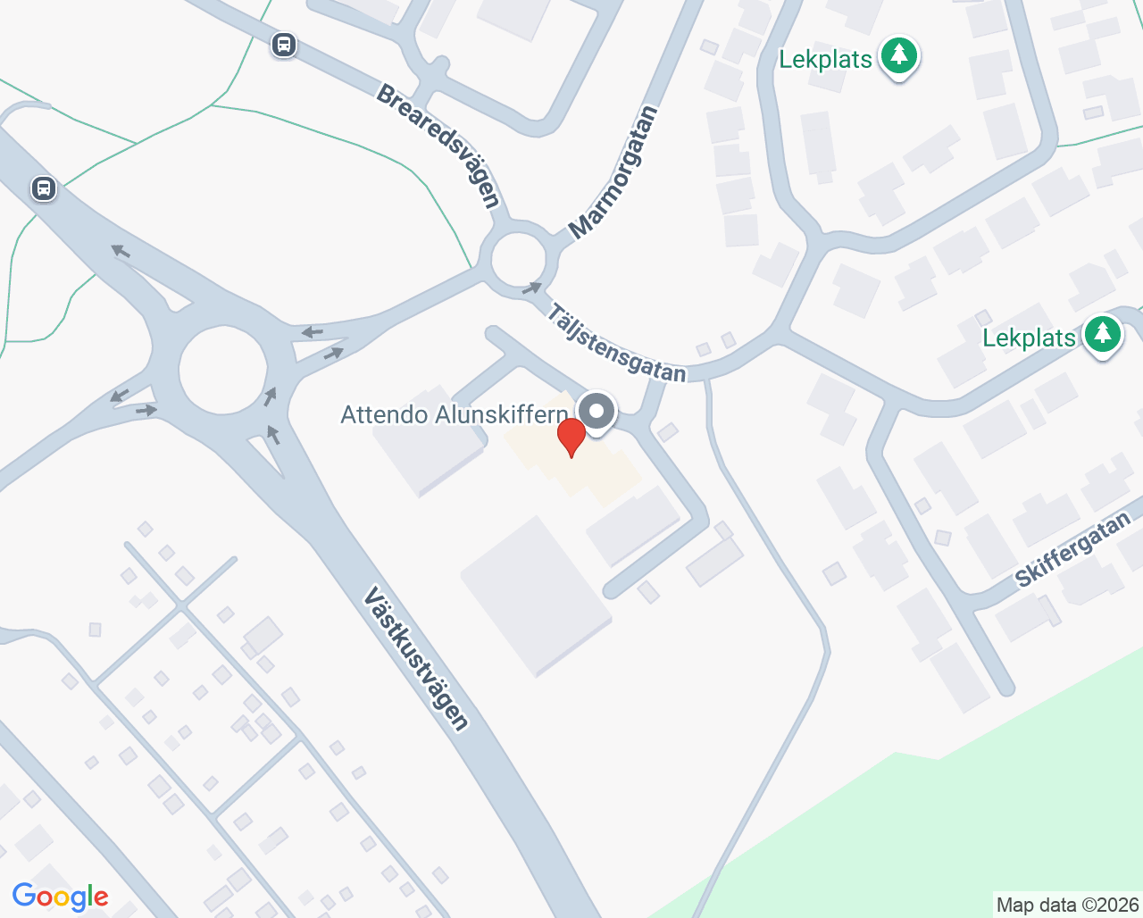 Karta till Attendo Alunskiffern, Varberg