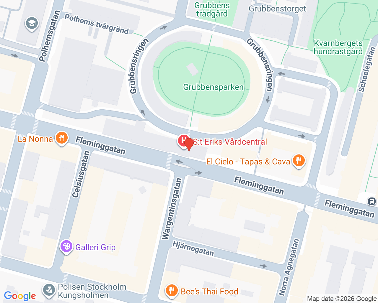 Karta till Barnavårdscentralen S:t Erik, Kungsholmen