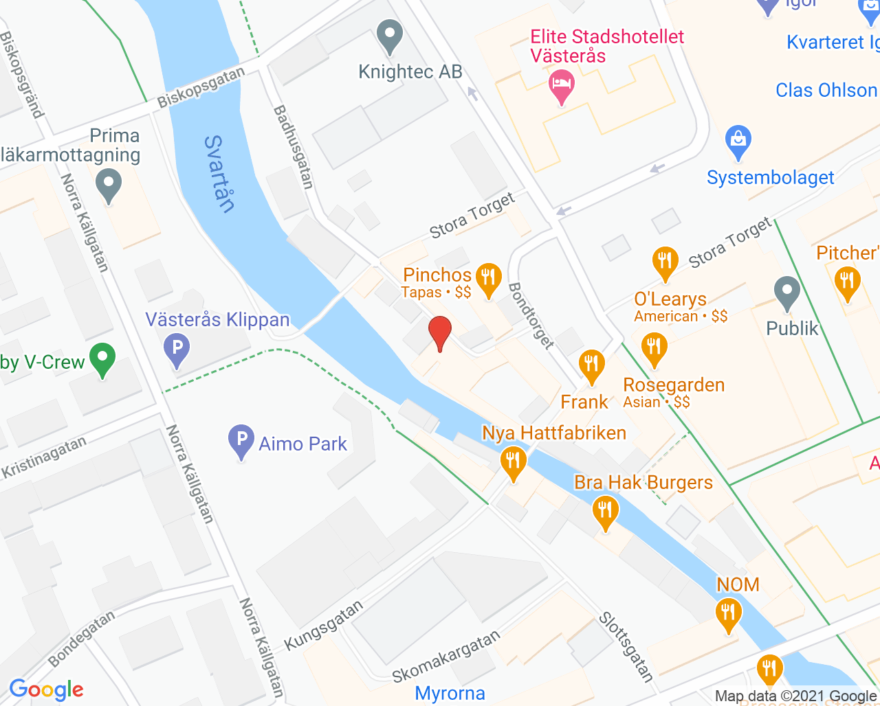 Karta till Gamla Stans Tandklinik, Västerås