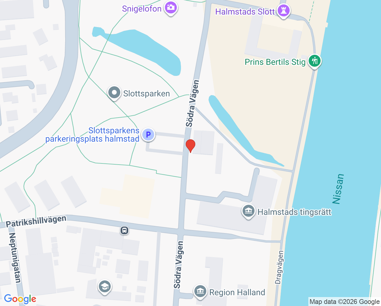 Karta till Barnhälsovårdspsykologmottagningen Hertig Knut, Halmstad